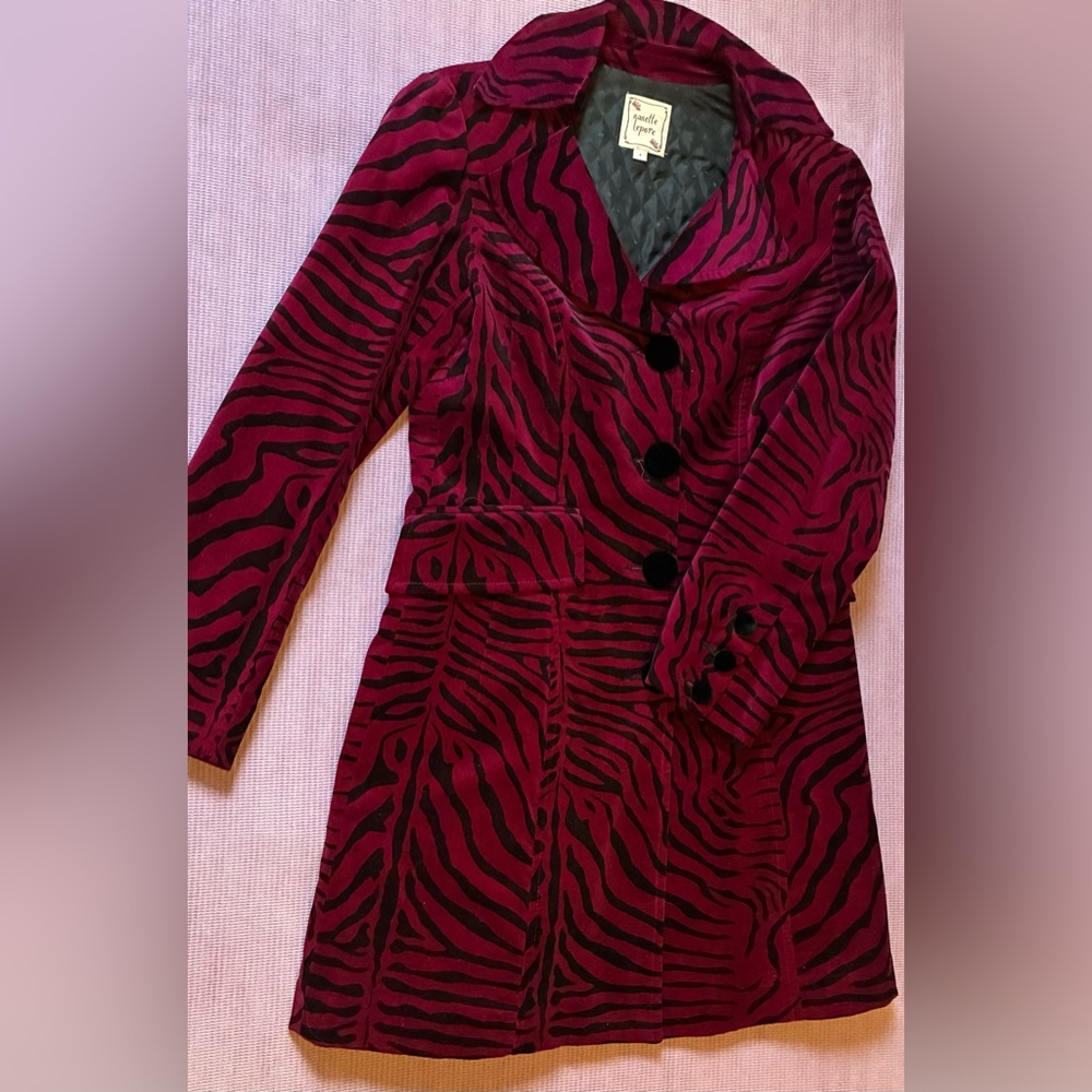 Vintage Nanette Lepore Red Zebra Print Trench Coat